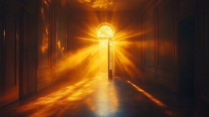 Rustic wooden door opening to a vibrant dreamscape among clouds,雲の中にある鮮やかな夢の風景へ開く素朴な木製ドア.Generative AI