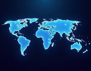Fototapeta premium Glowing Blue World Map 