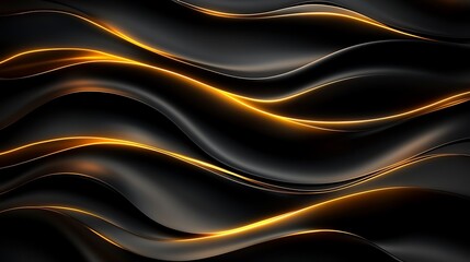 Obraz premium Three-Dimensional Golden Highlights Shine Against a Bold Black Background
