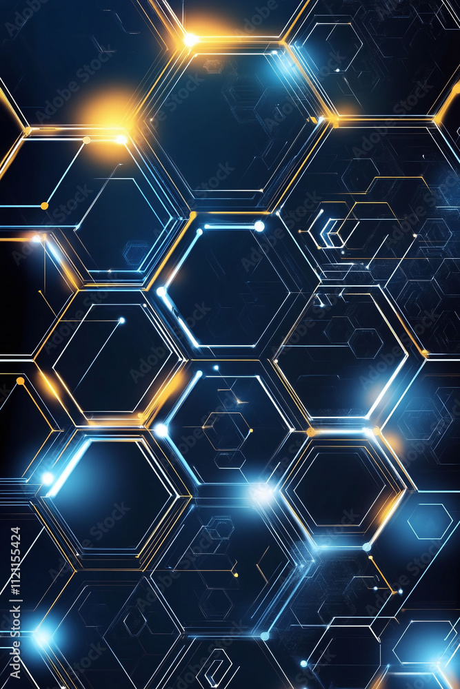 Poster high-tech hexagonal patterns for innovative product posters.