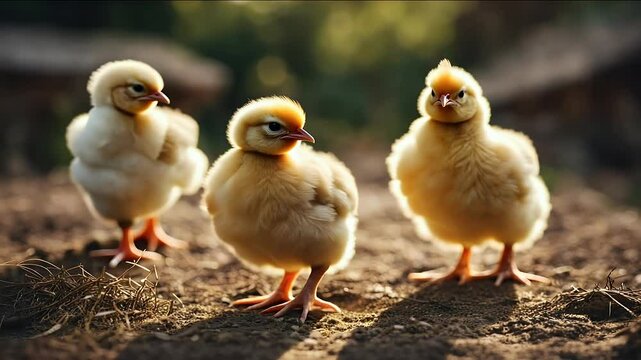 two ng chickens chick chicken animal bird baby farm n fauna lovely soft feather fowl fluffy hatched domestic grass green pet yellow juvenile cute adorable little small wing