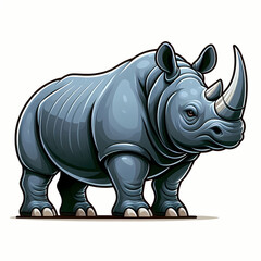 Obraz premium Javan Rhino illustration against white background 