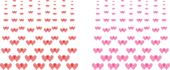 Hearts background red and pink icon set seamless pattern flat vector collection drawing wide horizontal. Watercolor heart Valentine's Day heart love women mother day greeting invitation graphic.
