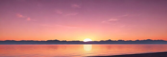 Obraz premium Gradient transition from soft pinks to vibrant oranges at the horizon, gentle atmosphere, abstract bokeh, serene sky