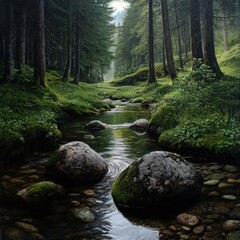 Obraz premium Tranquil forest stream