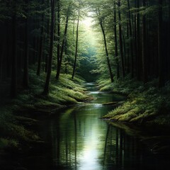 Obraz premium Tranquil forest stream