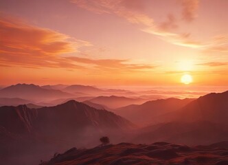 Obraz premium Soft orange hues bleed across the sky at sunrise , sunrise, soft light