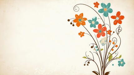 Obraz premium Colorful floral design with vibrant blossoms on a textured background.
