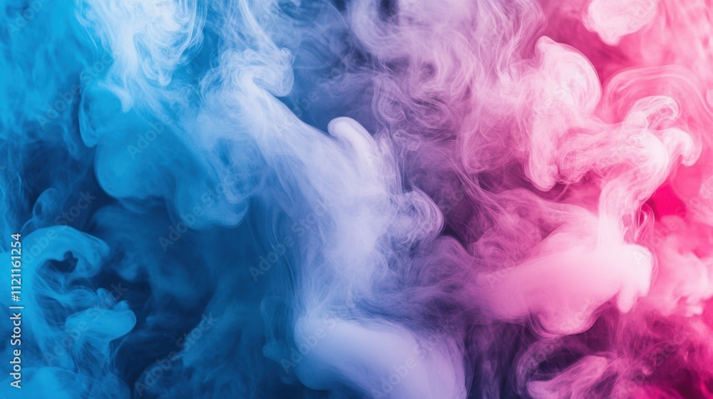 Poster abstract fluid texture with a pink-to-blue gradient, soft waves perfect for modern design background