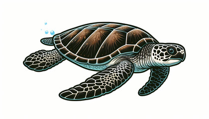 Obraz premium Leatherback Turtle illustration against white background