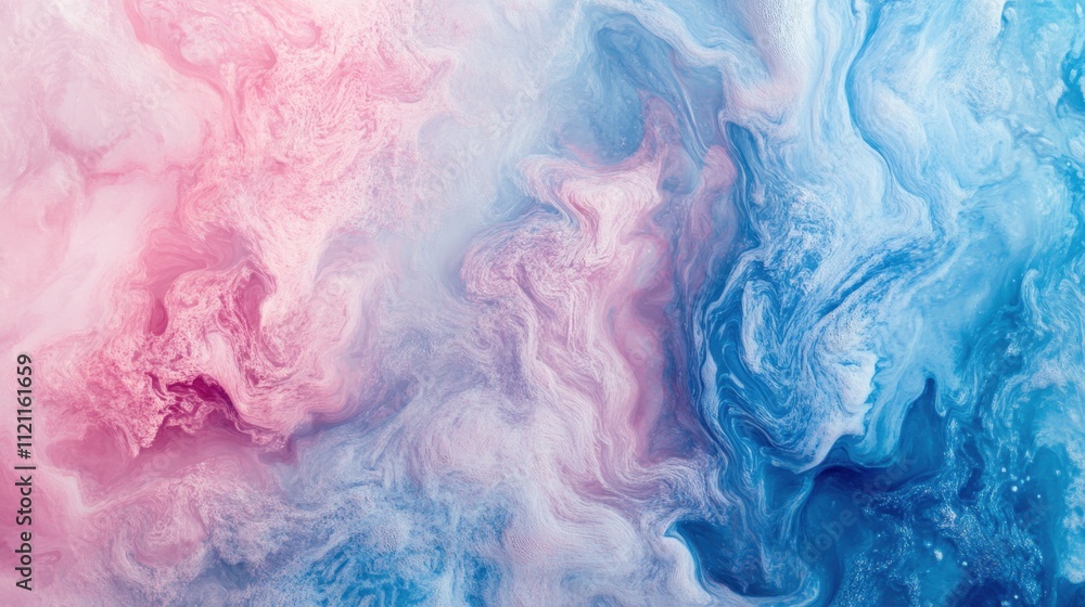Poster abstract gradient texture in soft pink and blue with fluid, wavy transitions, ideal for psychedelic 