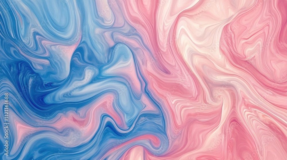 Poster abstract gradient texture in soft pink and blue with fluid, wavy transitions, ideal for psychedelic 