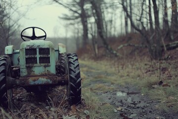 Fototapeta premium Agricultural machinery in soft mint and cream, reflecting nature s bond with soil processing