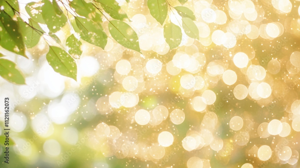 Poster abstract sparkling bokeh with warm golden tones, creating a cozy and magical glow