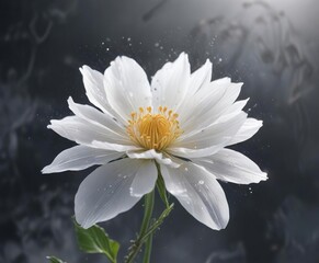 Ethereal liquid mist swirling around a delicate, crystalline flower , gentle, crystal, liquid