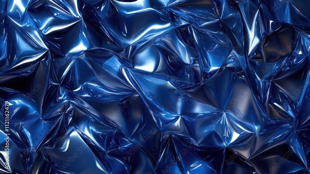 Aufkleber blue polygonal shapes interconnected with glowing lines on a digital abstract background