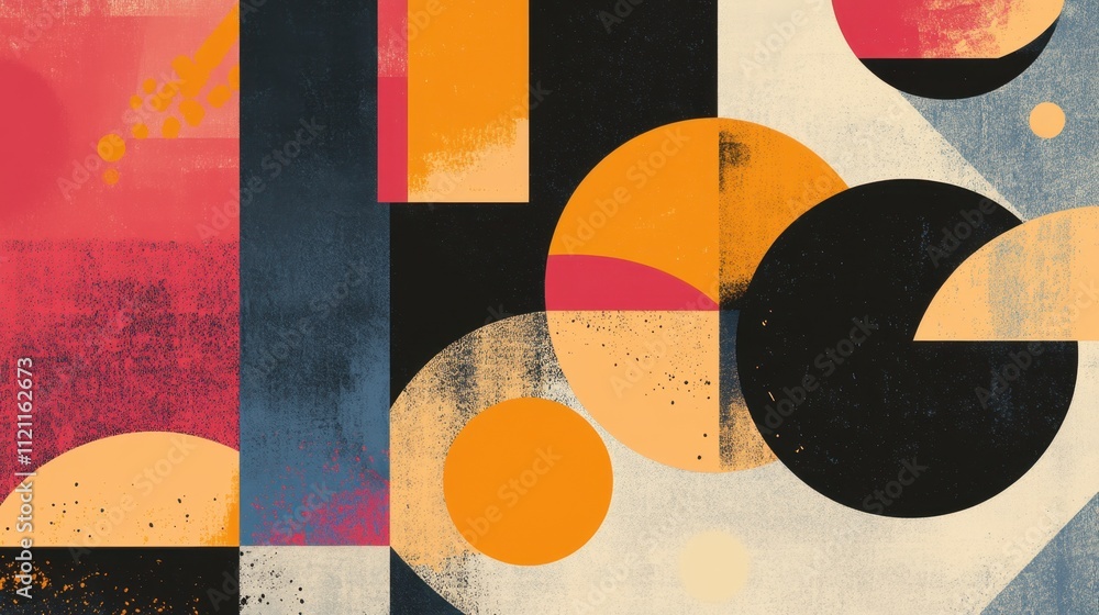 Poster bold geometric design with colorful polygon shapes in a dynamic and modern abstract layout