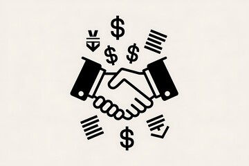 "Business Deal Illustration with Handshake and Dollar Symbol for Financial Agreements"