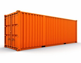 Fototapeta premium Orange Cargo Container, Side View 