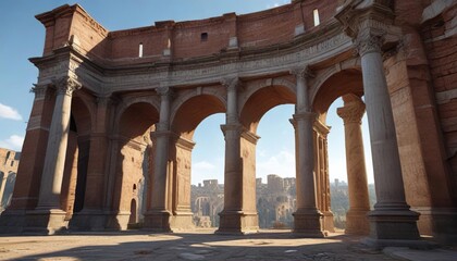 Fototapeta premium Archway entrance to the Colosseum with Doric columns, roman, architecture, columns