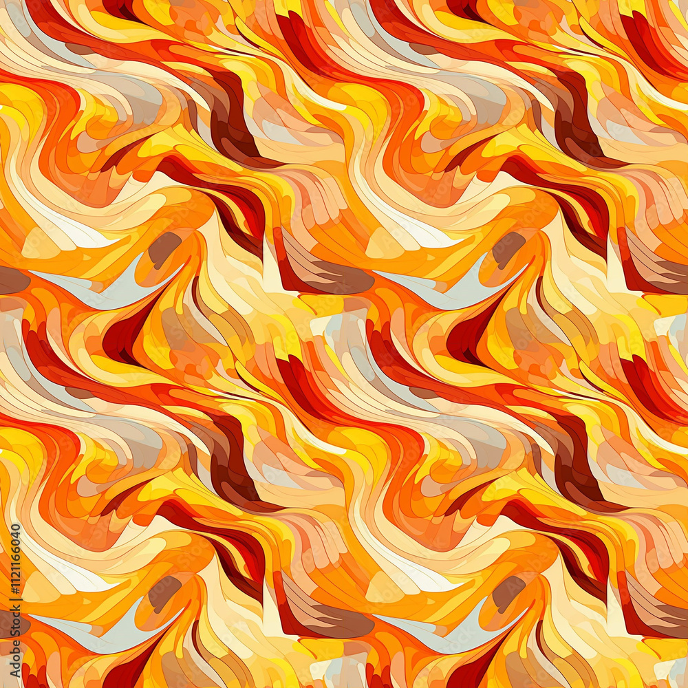 Poster vibrant swirls of warm colors dance across the surface, creating a seamless abstract pattern that ev