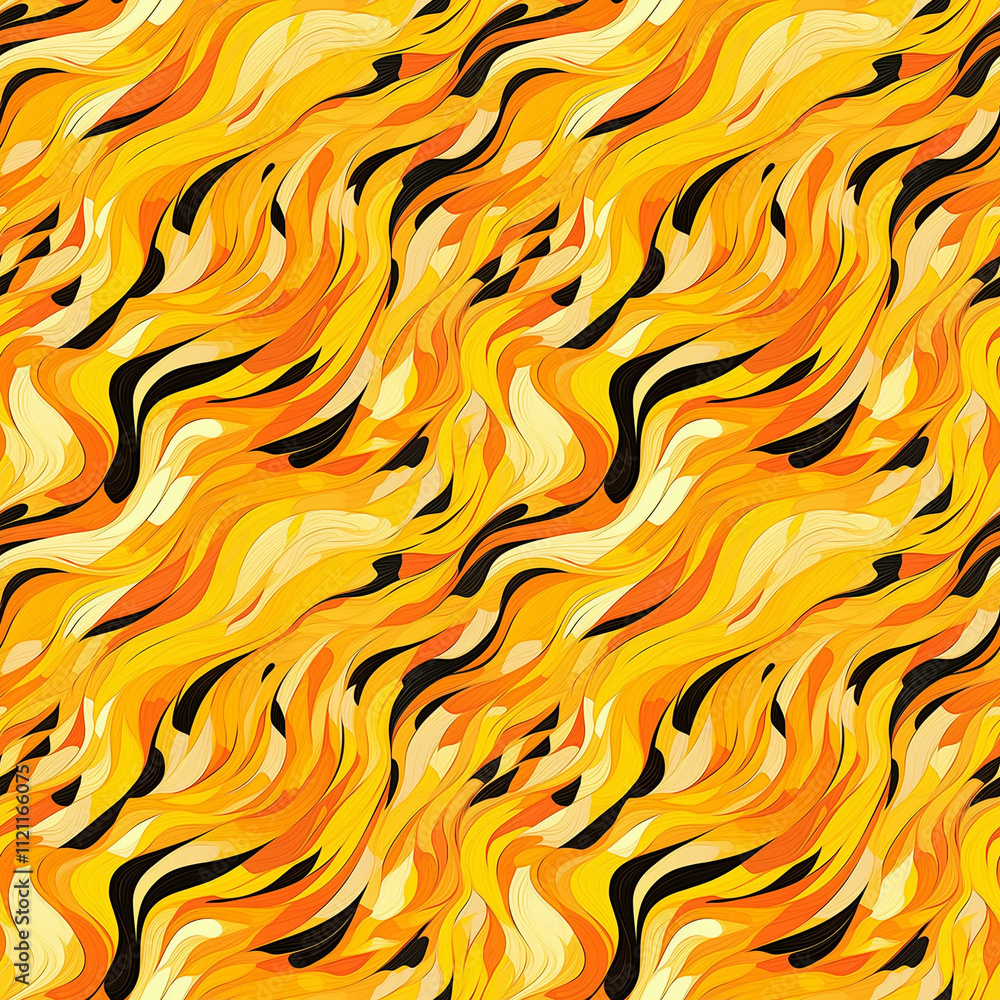 Aufkleber vibrant and dynamic seamless abstract pattern showcasing flowing waves of warm yellows and oranges i