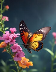 Obraz premium Delicate butterfly perches on a vibrant flower stem, stem, butterfly, petal