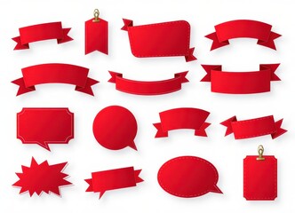 Red Banners, Ribbons, and Labels Collection