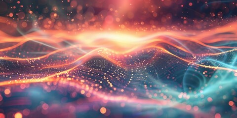 Abstract Colorful Waves, Glowing Energy, Digital Art