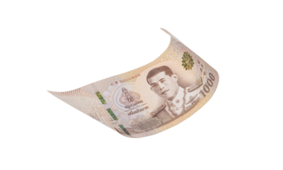 one thousand thai baht banknote , 1000 bath money note,  bath is the national currency of thailand, business concept. clipping path.