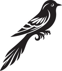 Fototapeta premium Minimalist black and white bird vector design perfect for logos, illustrations, and creative projects. Clean lines and simple design make it versatile for various digital and print applications.