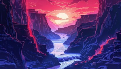 Sunset Canyon River Lava Falls Scene