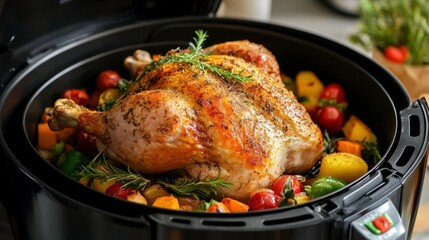 Roasted Chicken with Colorful Vegetables in Air Fryer