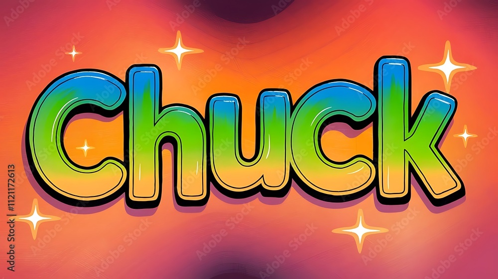 Poster gradient letters of name chuck on vibrant background