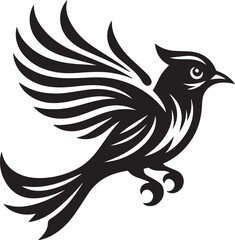 Fototapeta premium Minimalist black and white bird vector design perfect for logos, illustrations, and creative projects. Clean lines and simple design make it versatile for various digital and print applications.