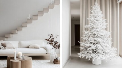 A chic Scandinavian Christmas design with a minimalistic approach to white decor.