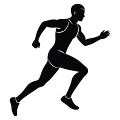 man running in silhouette vector