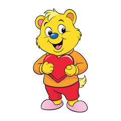 funny sweet bear holding heart