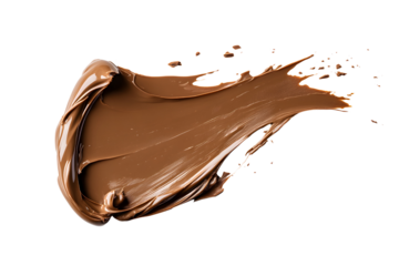 Smear of tasty chocolate paste isolated on transparent or white background, png