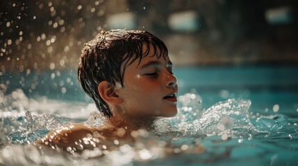 Fototapeta premium Boy Swimming Pool Water Fun Summer Recreation Activity