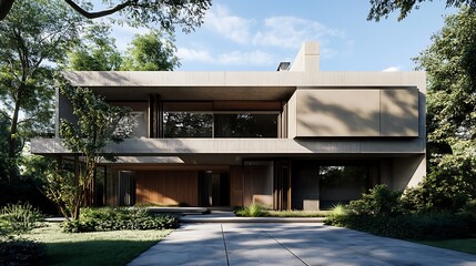 Fototapeta premium Luxurious modern duplex house captured in high-resolution detailed imagery