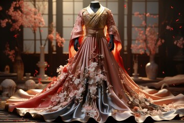 Naklejka premium A Korean hanbok dress festival