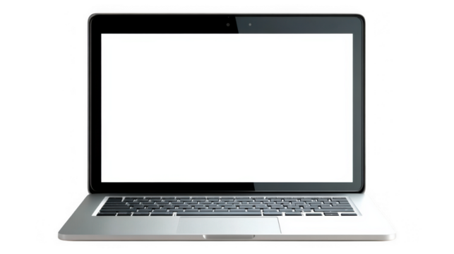 [Laptop with silver finish displaying white content] Laptop with Watermark Overlay for Product Photography