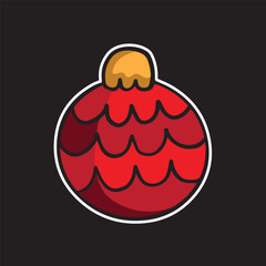 christmas lights red bulb cute cartoon sticker isolated in black background high quality vector decoration festival colorful