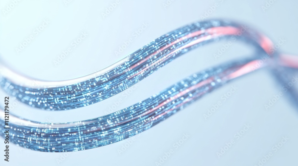 Poster abstract wavy lines with light reflections on a soft background