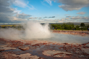 Strokkur geyser in Golgen Circle Iceland