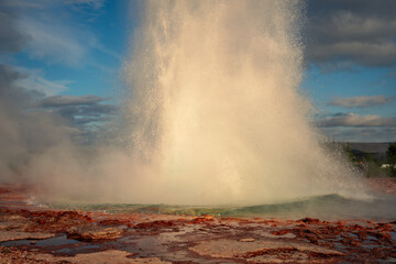 Strokkur geyser in Golgen Circle Iceland
