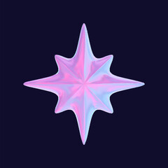 Obraz premium 3D holographic stars in pink chrome with geometric shapes, designed for futuristic and tech aesthetics. Metallic renderings of cosmic and celestial symbols.