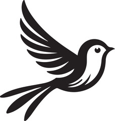 Fototapeta premium Minimalist black and white bird vector design perfect for logos, illustrations, and creative projects. Clean lines and simple design make it versatile for various digital and print applications.