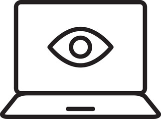 Laptop and Eye Scan Icon Line Art
